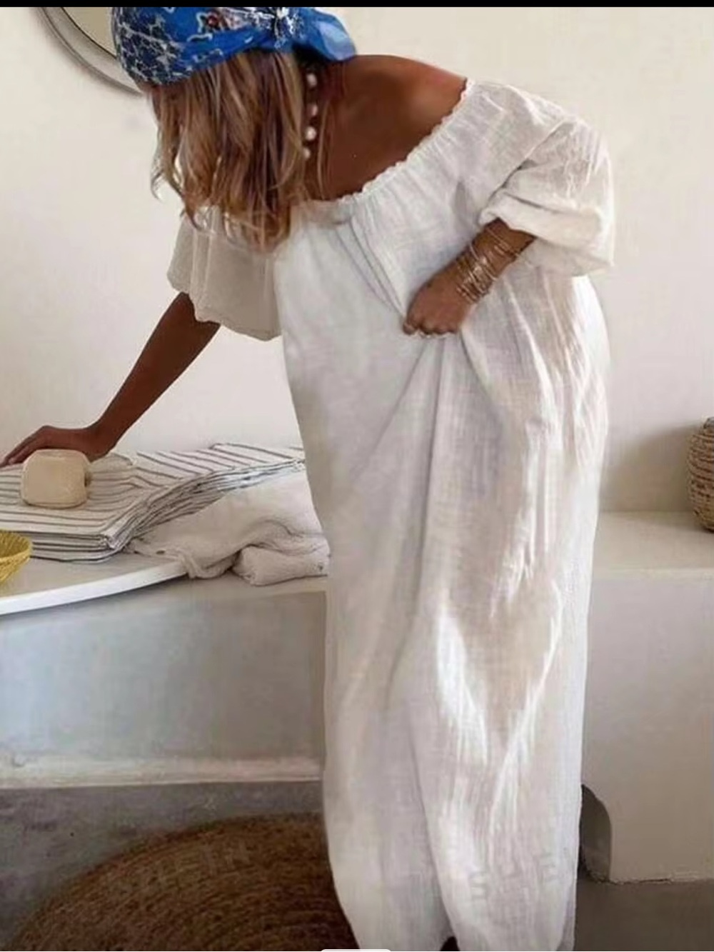SHEIN White Off-Shoulder Maxi Dress